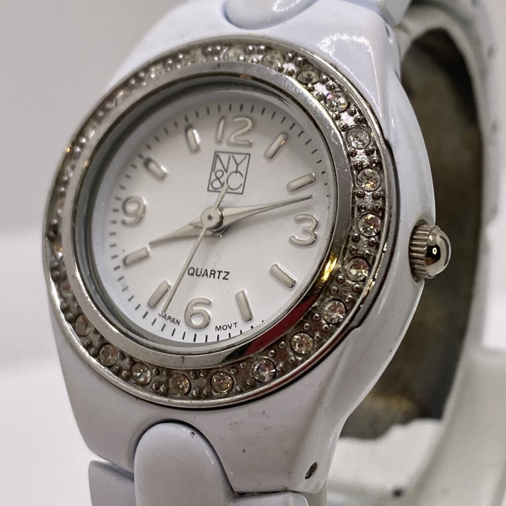 NY&C Womens White Watch Works New Battery